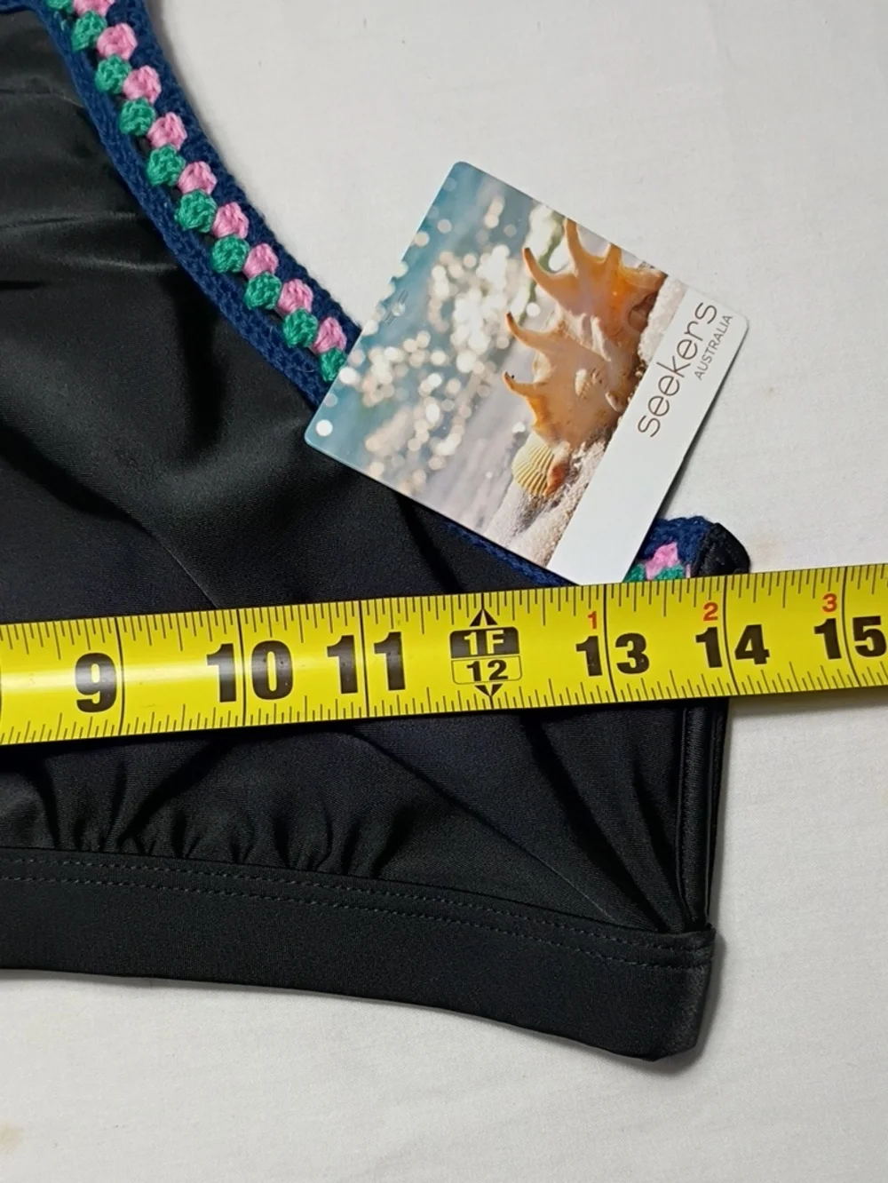 NWT Seekers Australia High Neck Black Bikini with Pink & Teal Trim Womens Sz 10